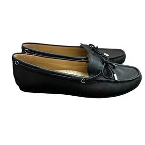 Michael Kors Black Sutton Leather Silver Accents Moccasins Size 9 Driving Loafer
